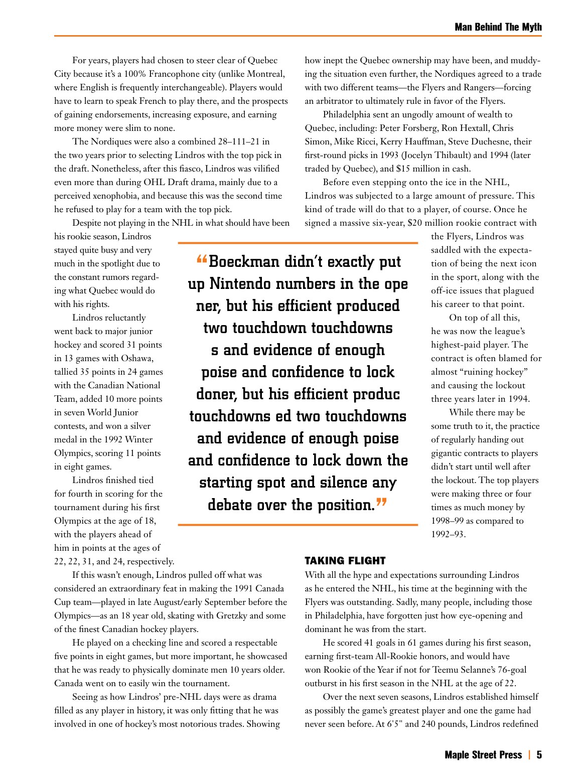 TextWorks portfolio sample: Sports Magazine Feature Page full preview