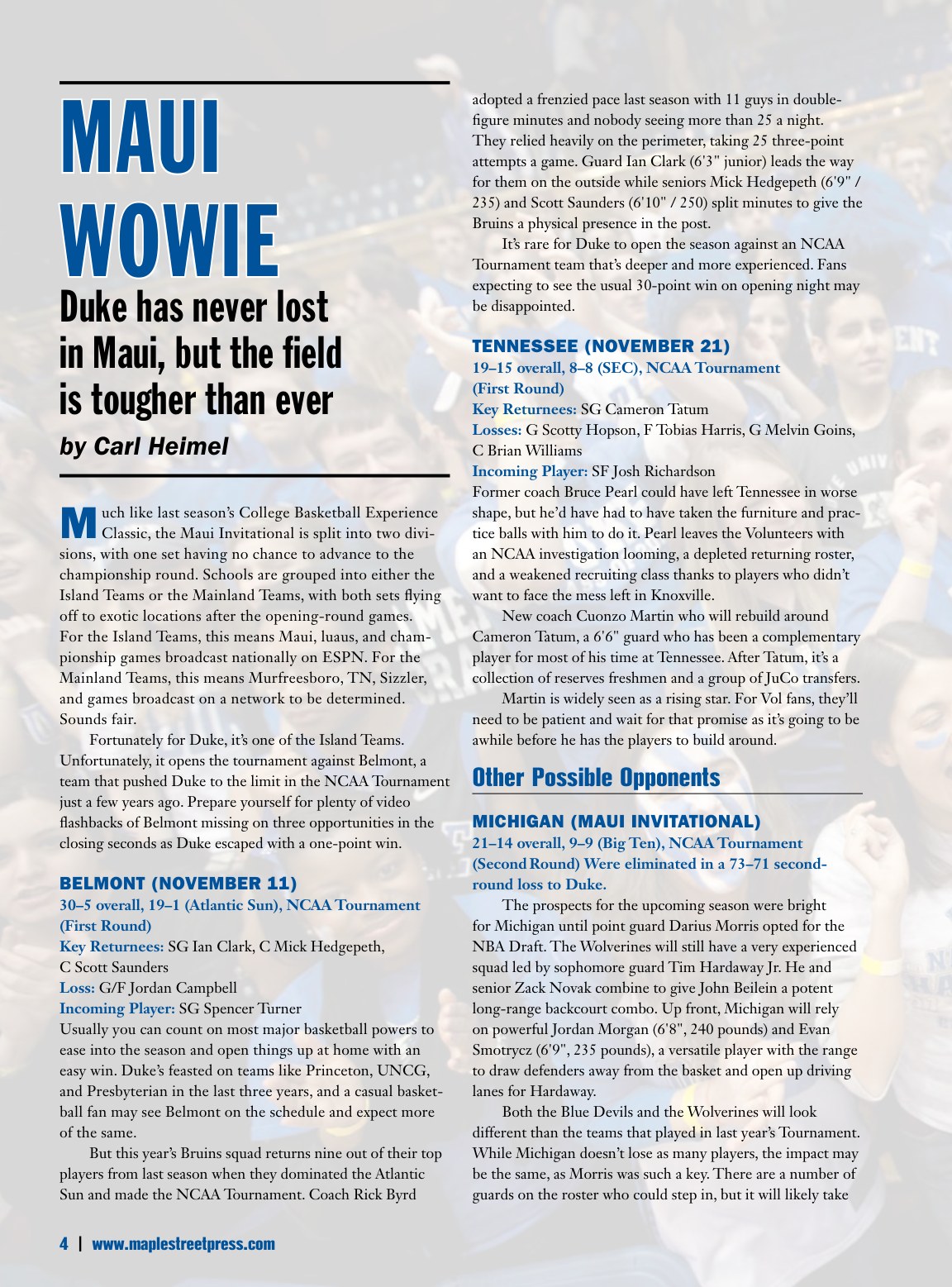 TextWorks portfolio sample: Sports Magazine Preview Layout full preview