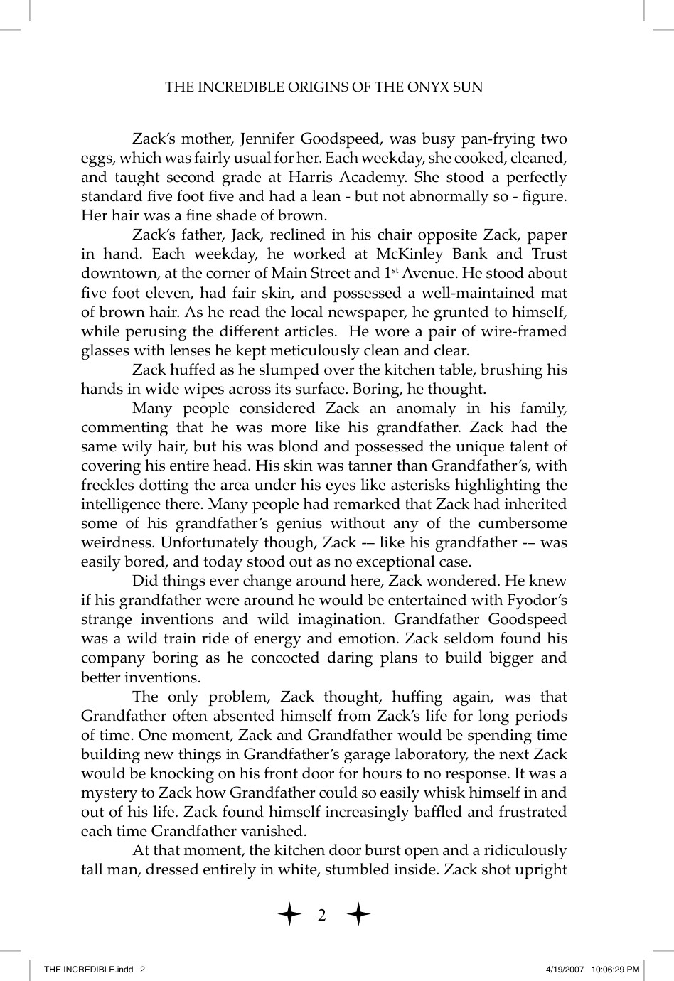 TextWorks portfolio sample: Fiction Book Interior - Page 2 full preview